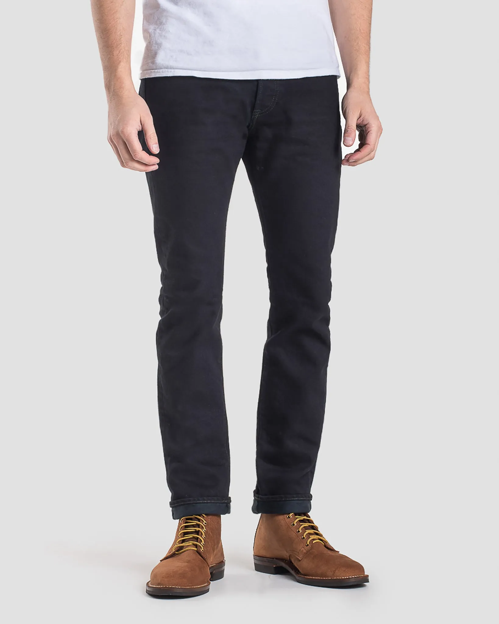 14oz Selvedge Denim Slim Cut Jeans - Indigo Overdyed Black