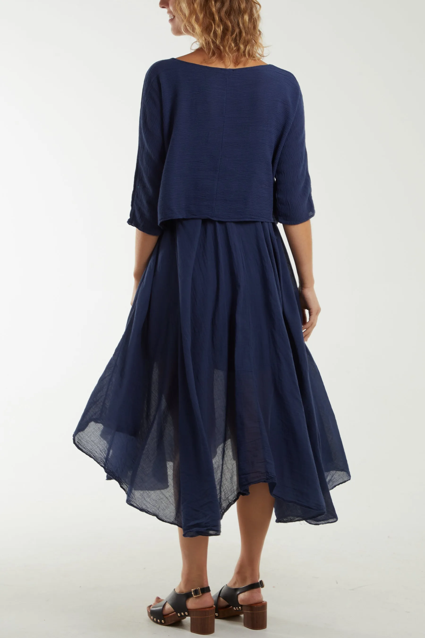 2 In 1 Crop Top & Cami Linen Dress