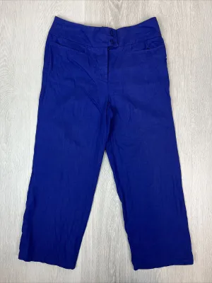 Blooms by Sylvia Dove Womens Blue Linen Pants Size 10
