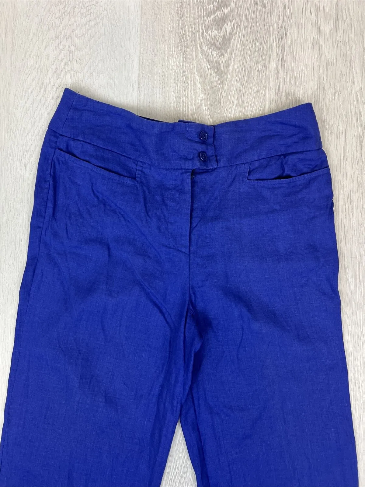 Blooms by Sylvia Dove Womens Blue Linen Pants Size 10