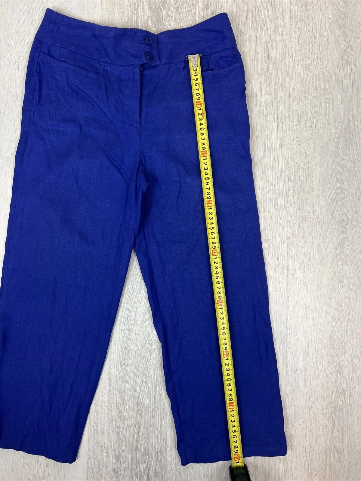 Blooms by Sylvia Dove Womens Blue Linen Pants Size 10