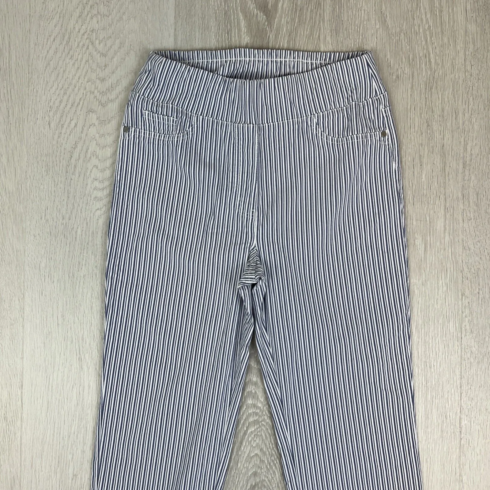 Blue Illusion Womens Straight Slim Cropped Striped Pants Size XS