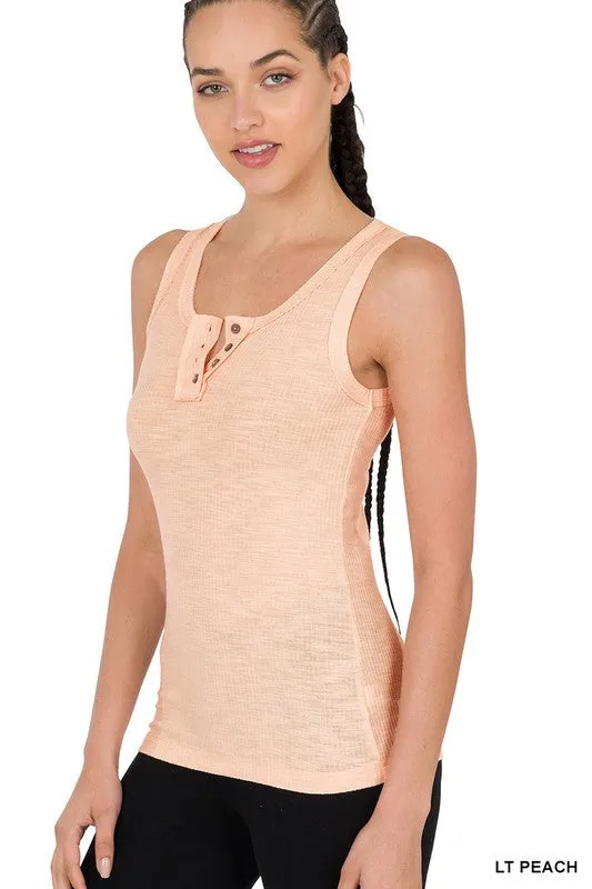Button Down Ribbed Tank