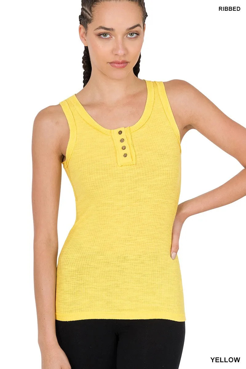 Button Down Ribbed Tank