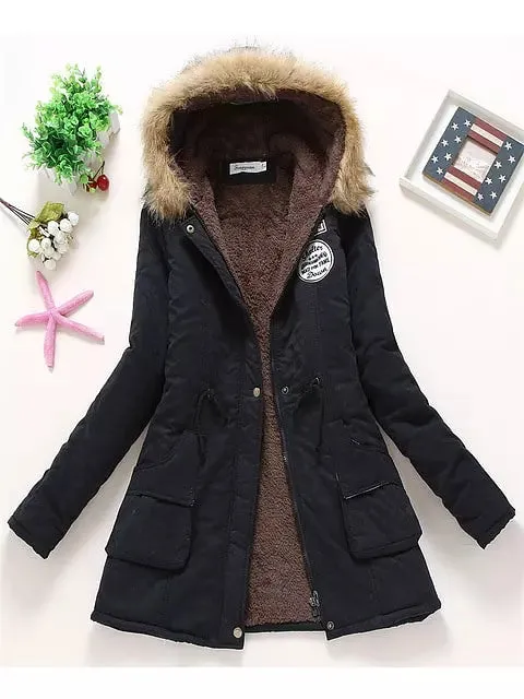 Coat Women Fur Hooded Cotton Jackets