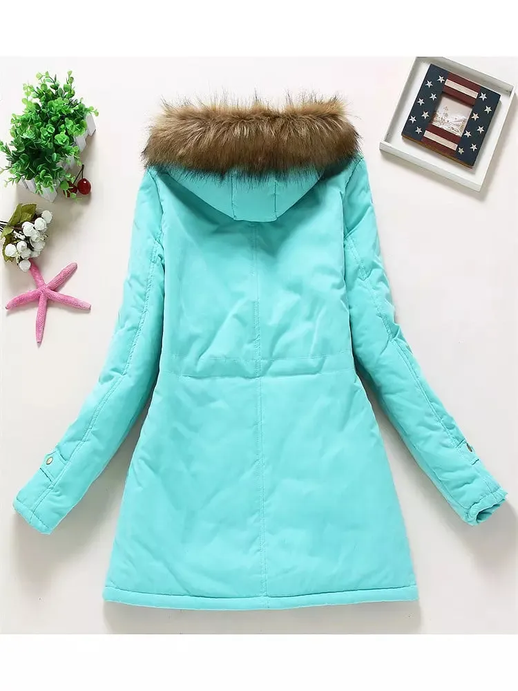 Coat Women Fur Hooded Cotton Jackets
