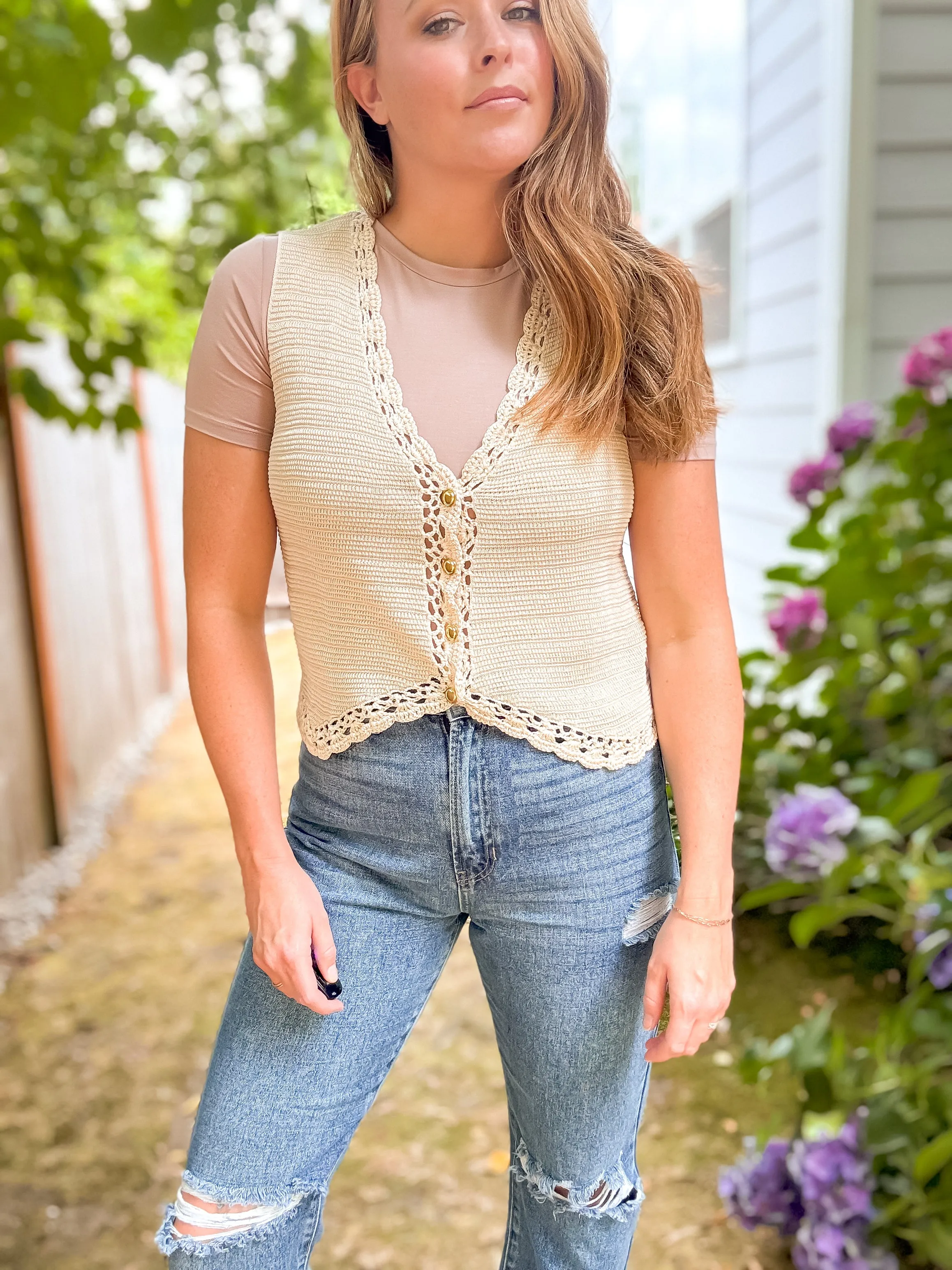 Crocheted Button Down Vest