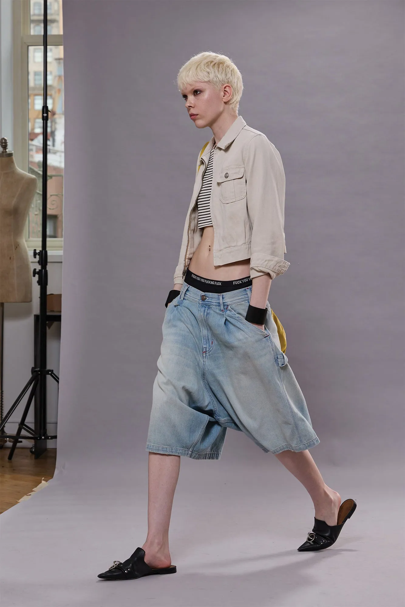 CROPPED RIDER JACKET - HEAVY IVORY TWILL