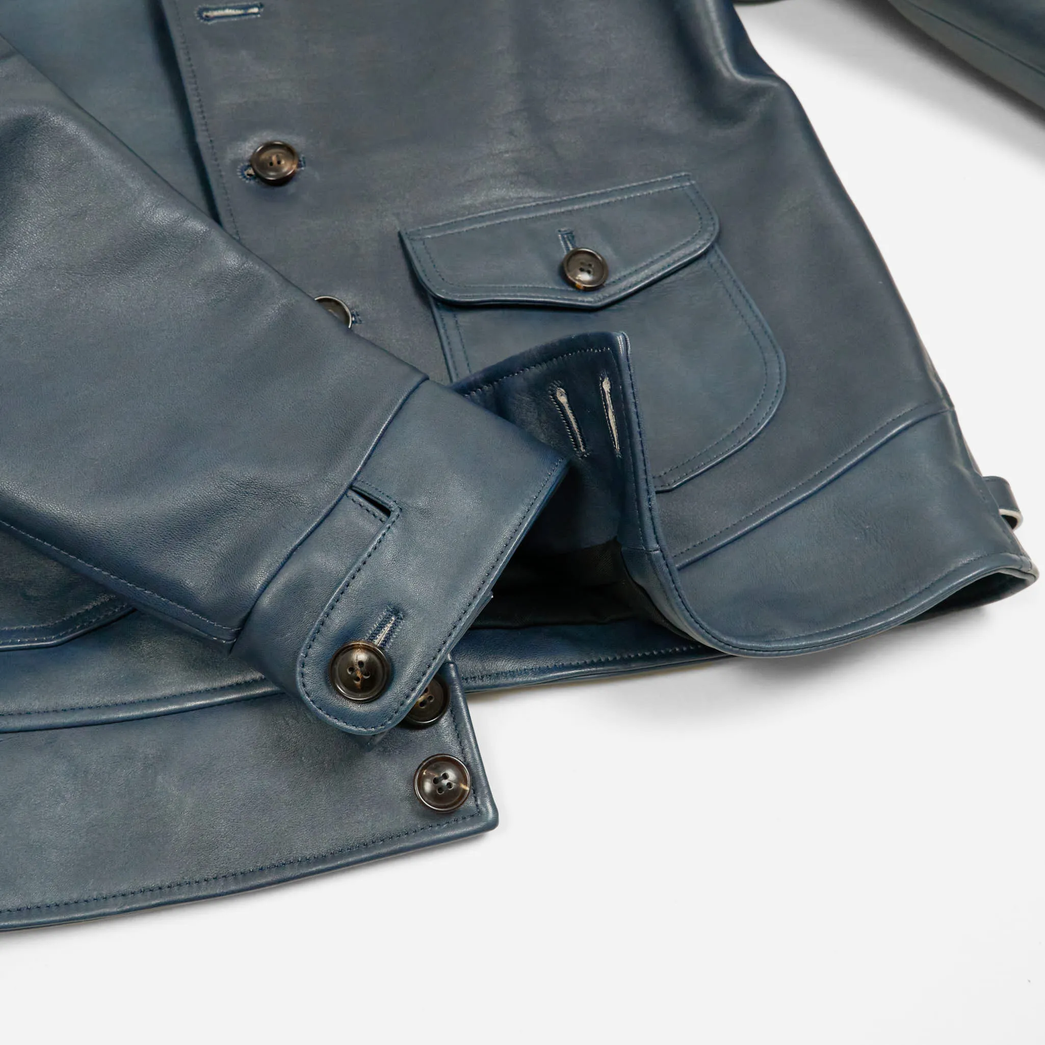 Double Helix Classic 1920s Leather Jacket Dark Indigo