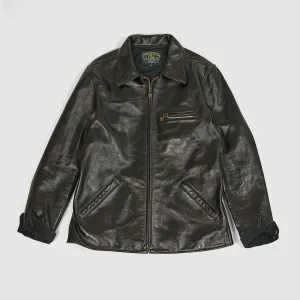 Double Helix Classic 1930's Black Overdyed Horse Leather Jacket