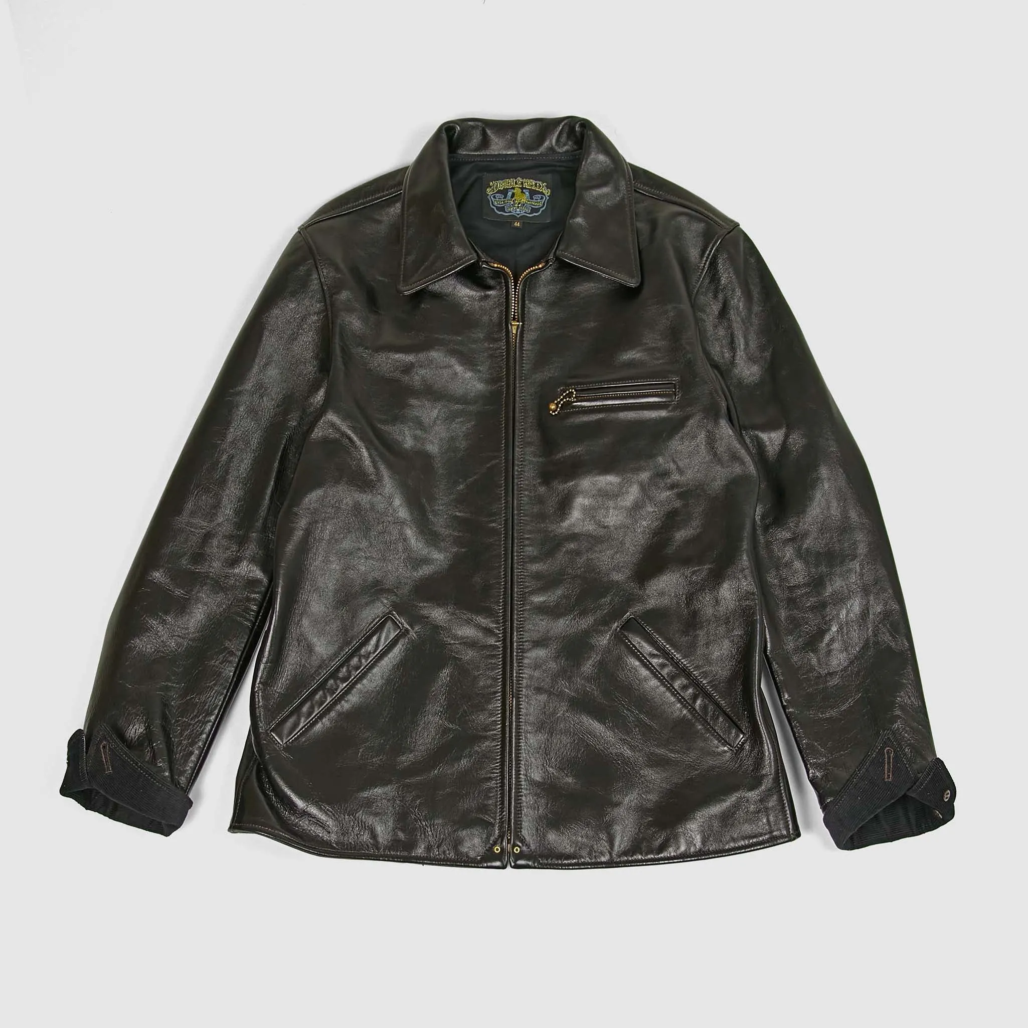 Double Helix Classic 1930's Black Overdyed Horse Leather Jacket