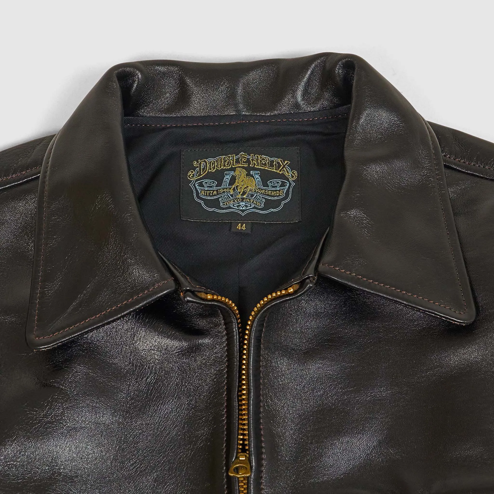 Double Helix Classic 1930's Black Overdyed Horse Leather Jacket