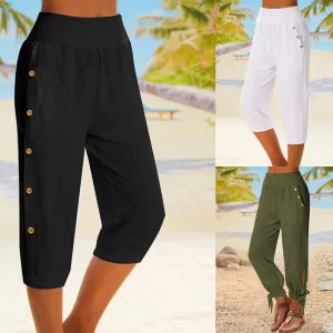 Elastic Waist Cropped Pants