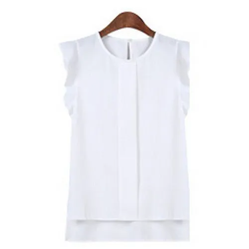 Fashion O neck Office Women's Casual Loose Plus Size Sleeveless Chiffon Vest Tank T Shirt Tops