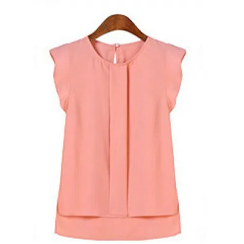 Fashion O neck Office Women's Casual Loose Plus Size Sleeveless Chiffon Vest Tank T Shirt Tops