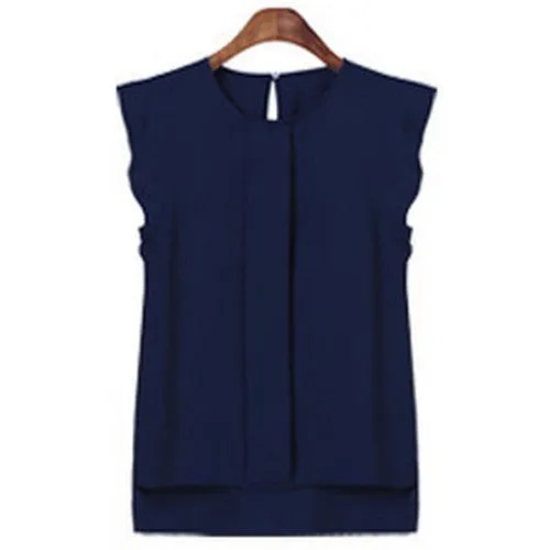 Fashion O neck Office Women's Casual Loose Plus Size Sleeveless Chiffon Vest Tank T Shirt Tops