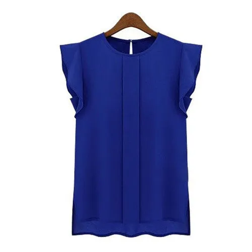 Fashion O neck Office Women's Casual Loose Plus Size Sleeveless Chiffon Vest Tank T Shirt Tops