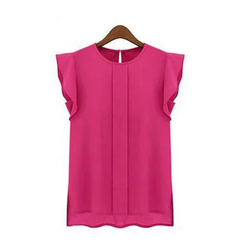 Fashion O neck Office Women's Casual Loose Plus Size Sleeveless Chiffon Vest Tank T Shirt Tops