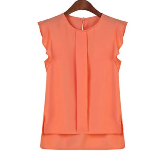 Fashion O neck Office Women's Casual Loose Plus Size Sleeveless Chiffon Vest Tank T Shirt Tops