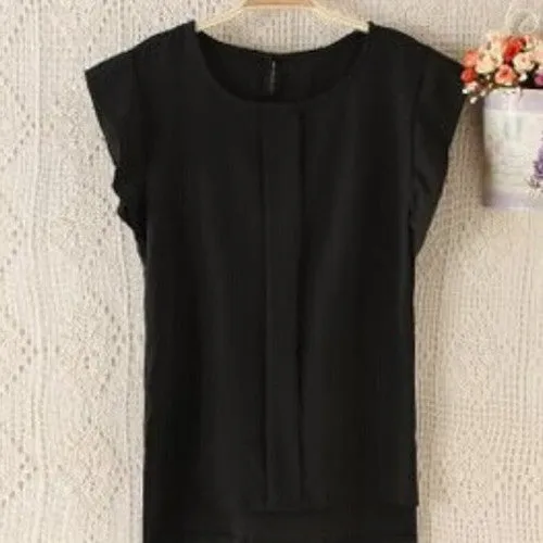 Fashion O neck Office Women's Casual Loose Plus Size Sleeveless Chiffon Vest Tank T Shirt Tops