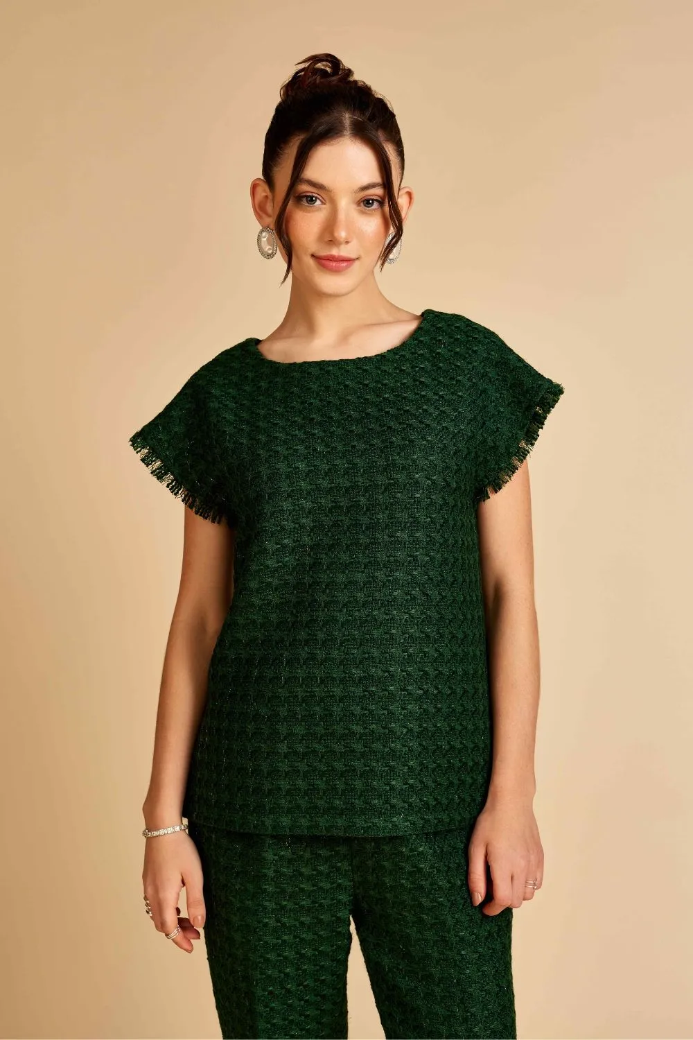 Forest Finesse Tweed Top