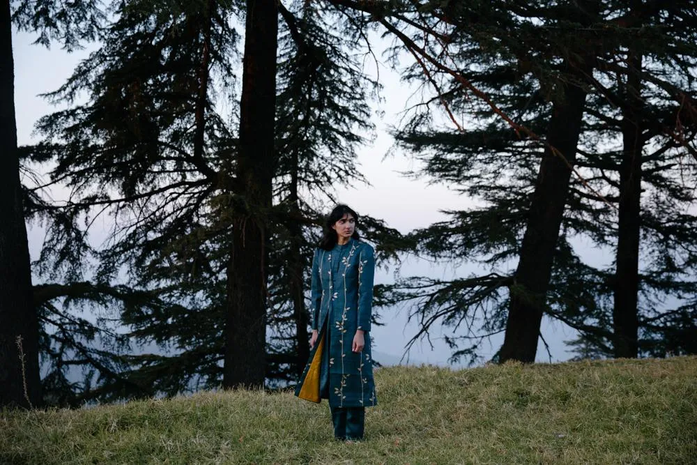 Kesang Printed Handwoven Silk Jacket Set