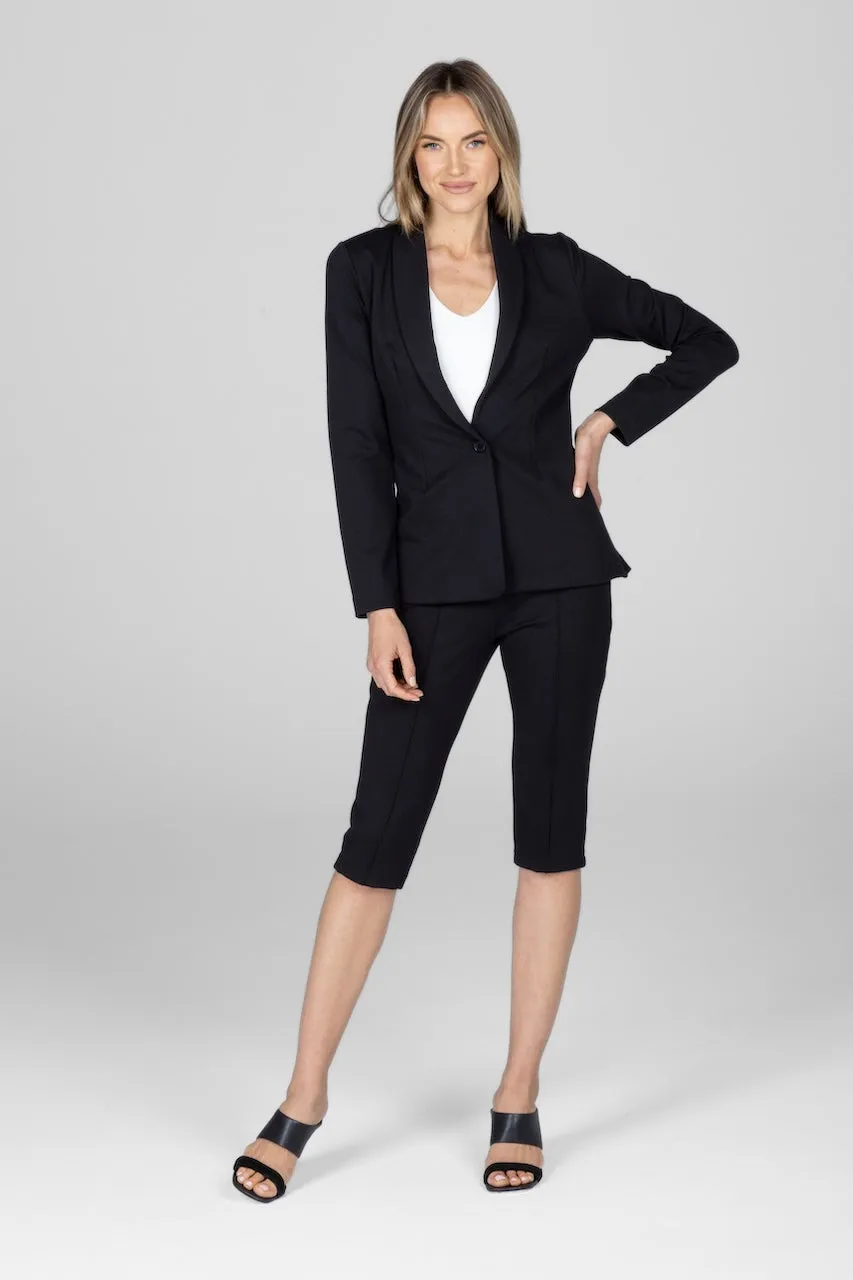KNEE PANT: BLACK PONTE