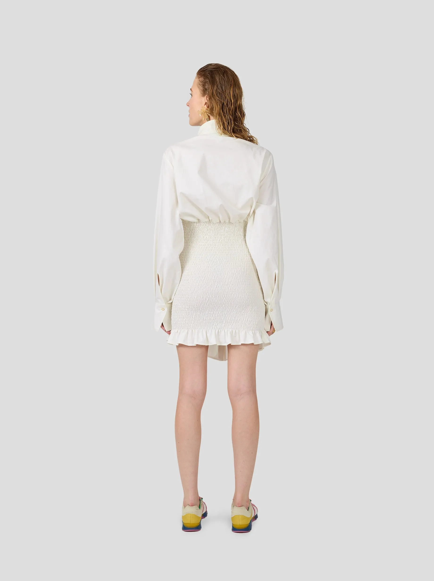 Madness Dress In White Popeline Cotton