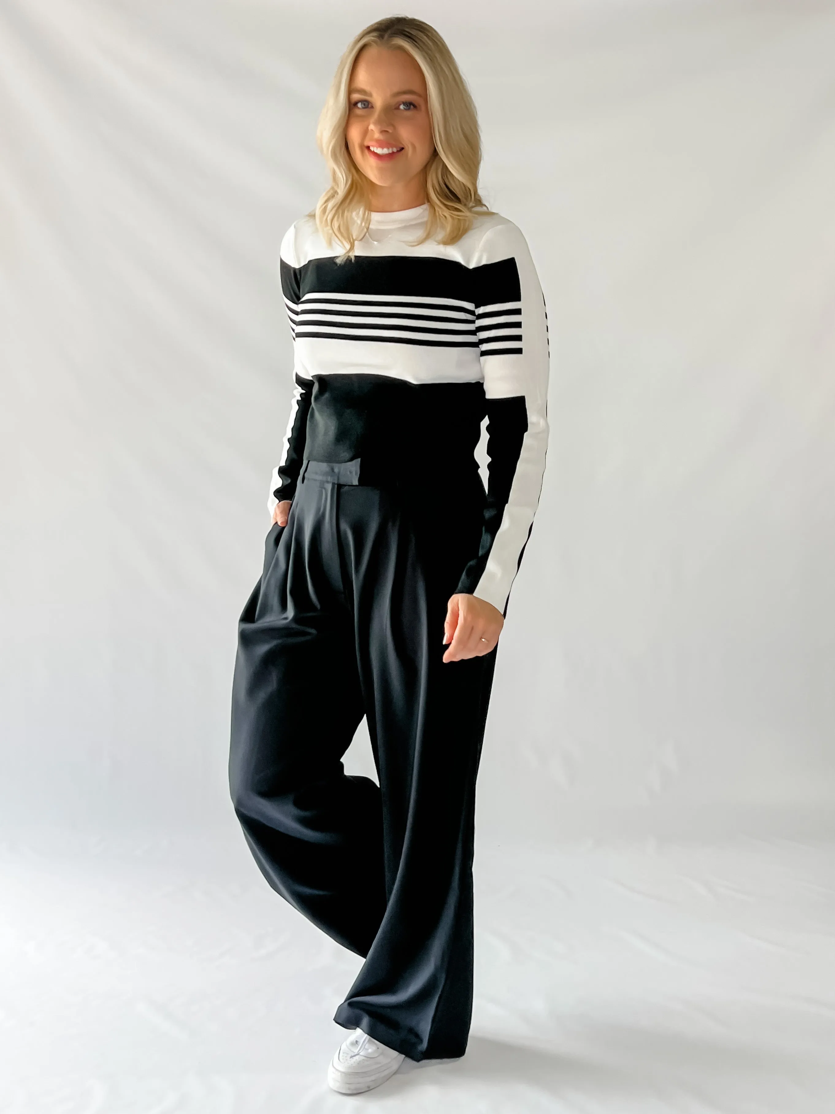 MELANIE TOP - BLACK & WHITE