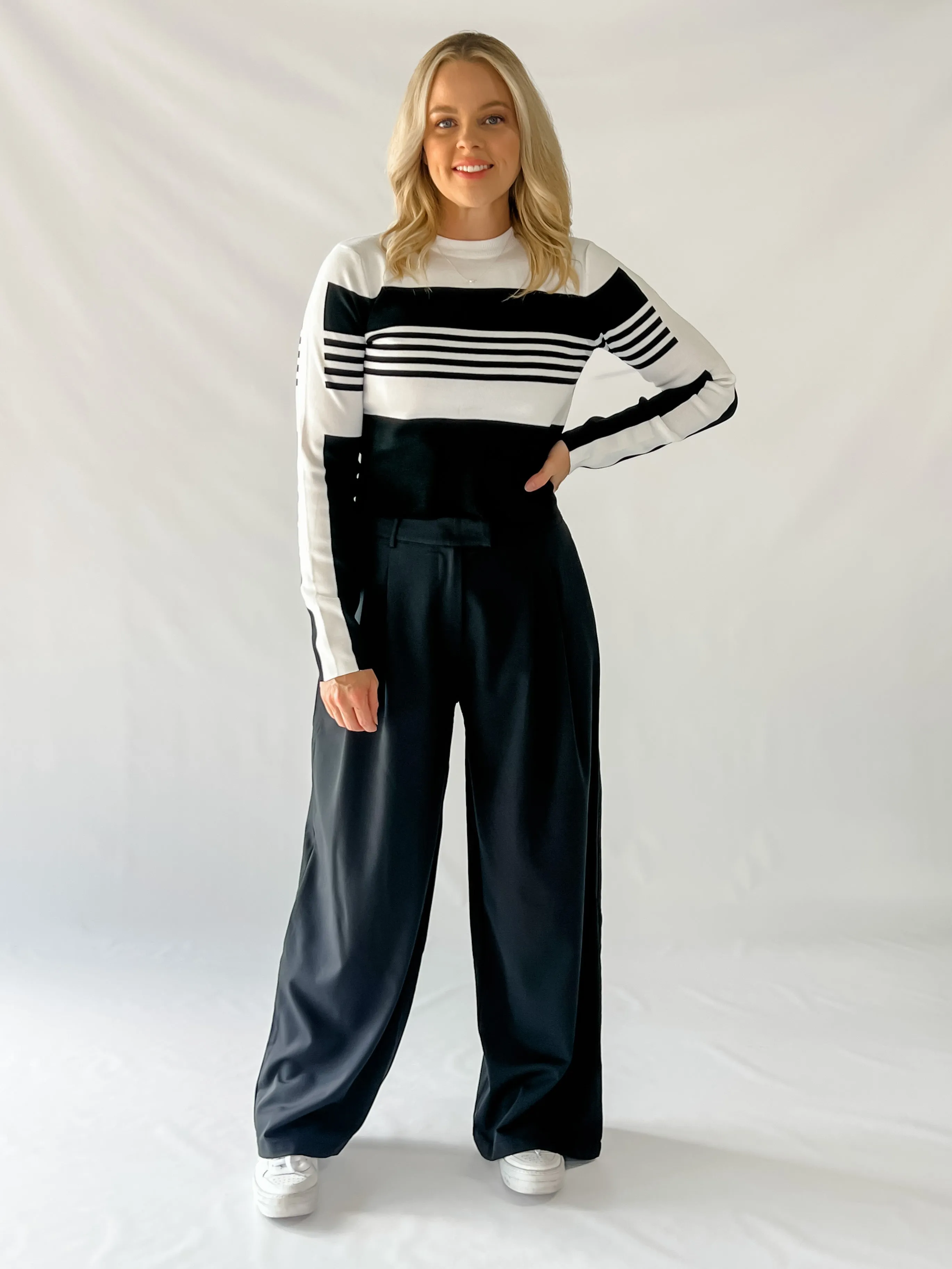 MELANIE TOP - BLACK & WHITE