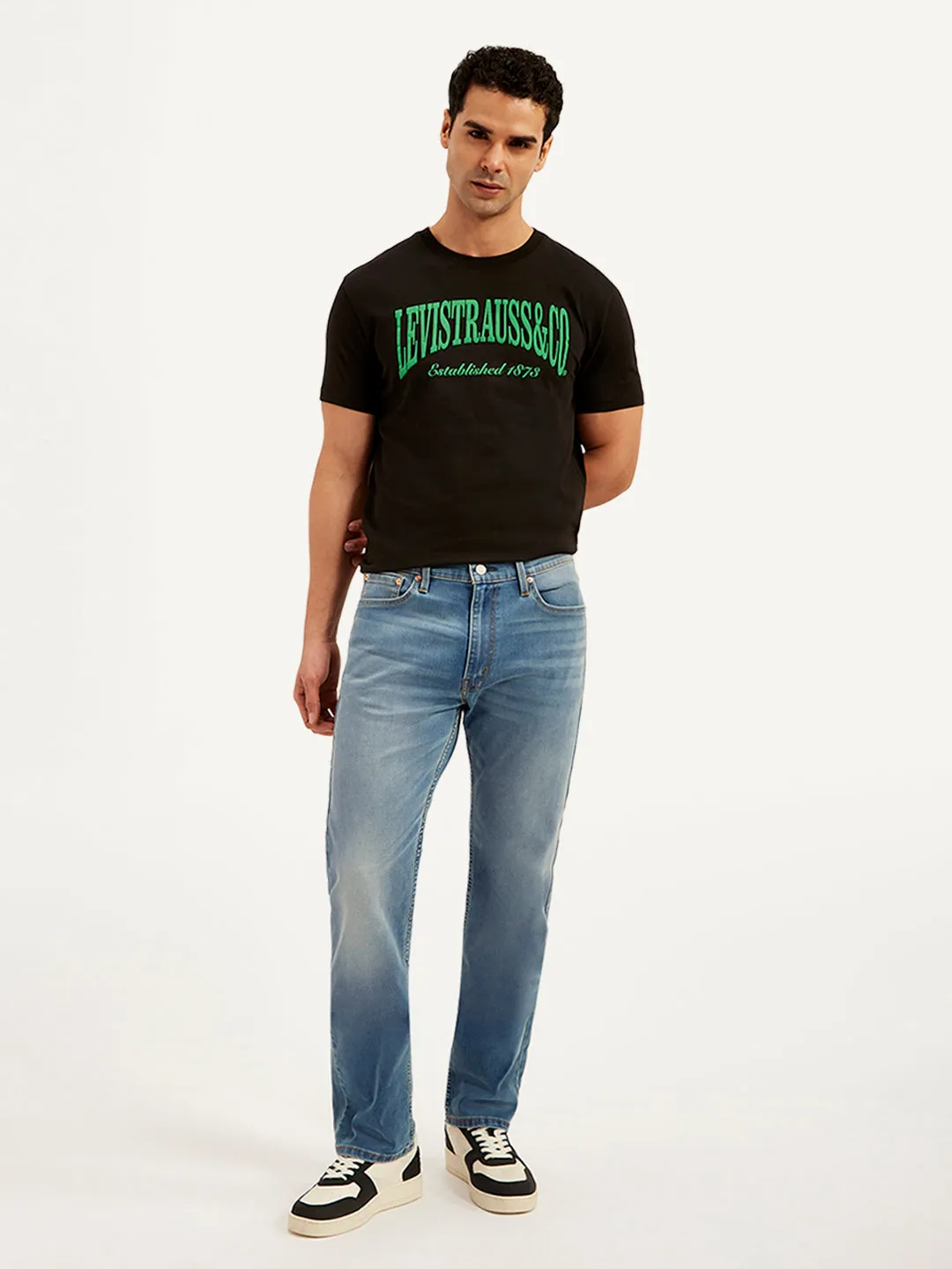 Men's 513 Blue Slim Straight Fit Mid Rise Jeans