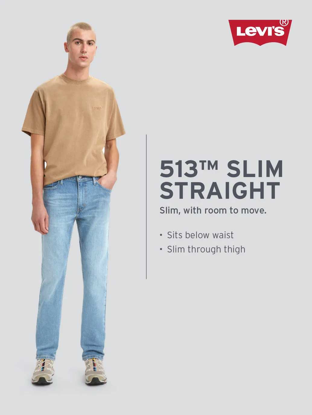 Men's 513 Blue Slim Straight Fit Mid Rise Jeans