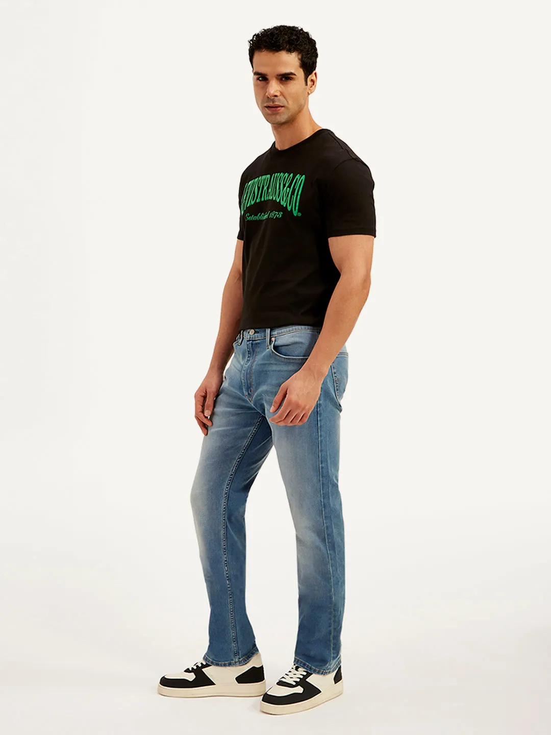 Men's 513 Blue Slim Straight Fit Mid Rise Jeans