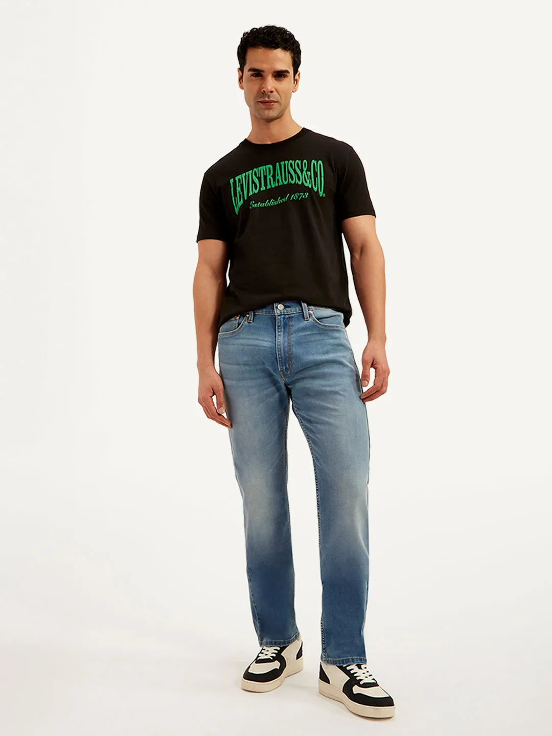 Men's 513 Blue Slim Straight Fit Mid Rise Jeans