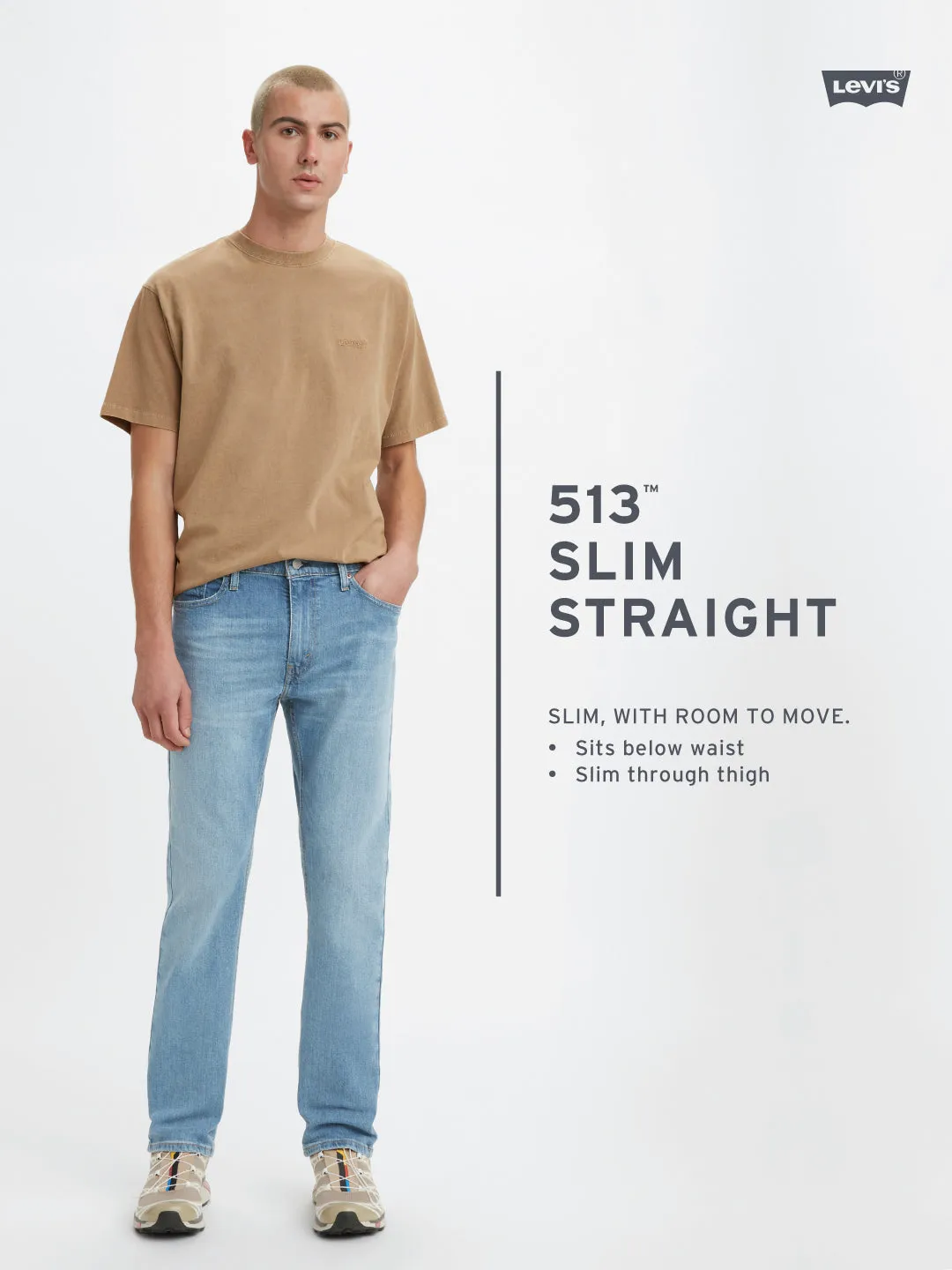 Men's 513 Indigo Slim Straight Fit Mid Rise Jeans