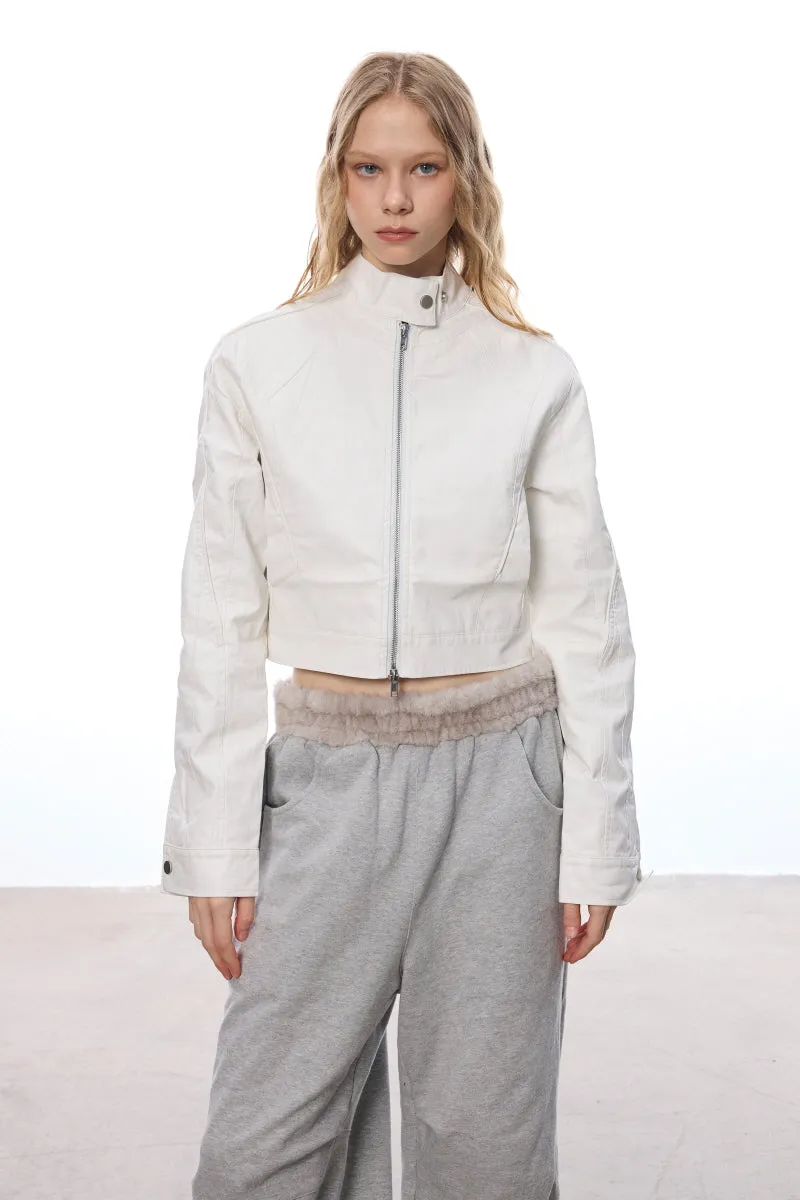 Mist White Stand Neck Jacket