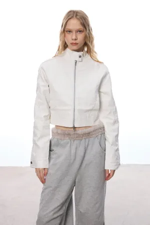 Mist White Stand Neck Jacket