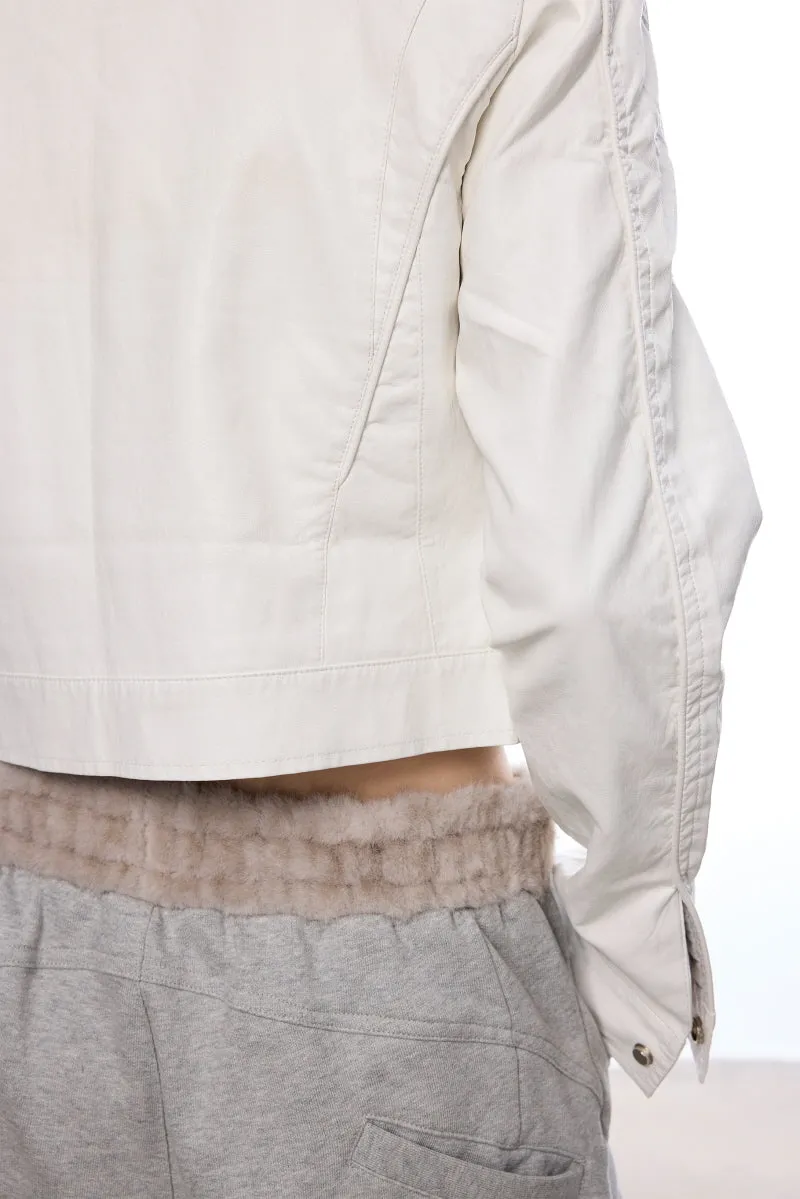 Mist White Stand Neck Jacket