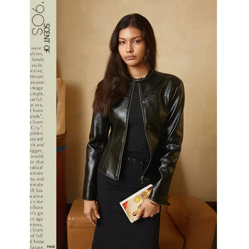 Sleek Vintage Faux Leather Jacket