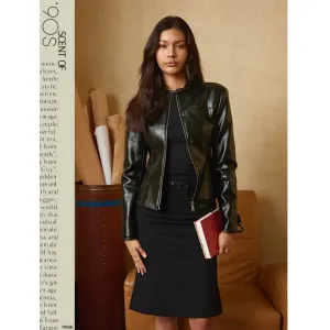 Sleek Vintage Faux Leather Jacket