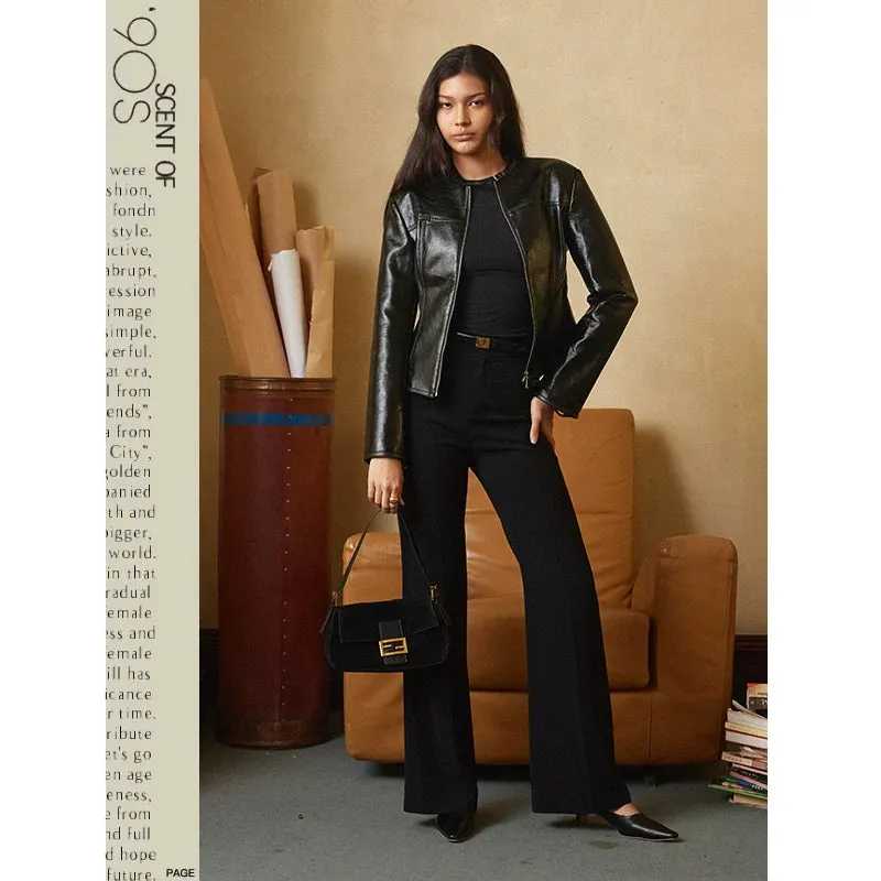 Sleek Vintage Faux Leather Jacket