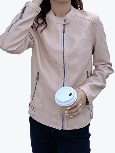 Slim O-Neck Moto Biker Jacket