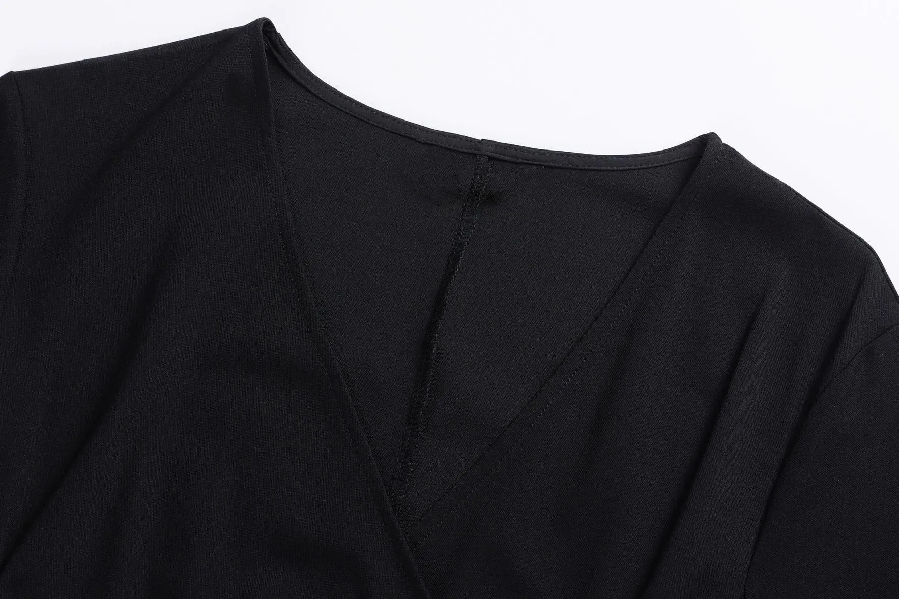 Solid Cotton Poplin Dress with Stylish Wrap Neckline
