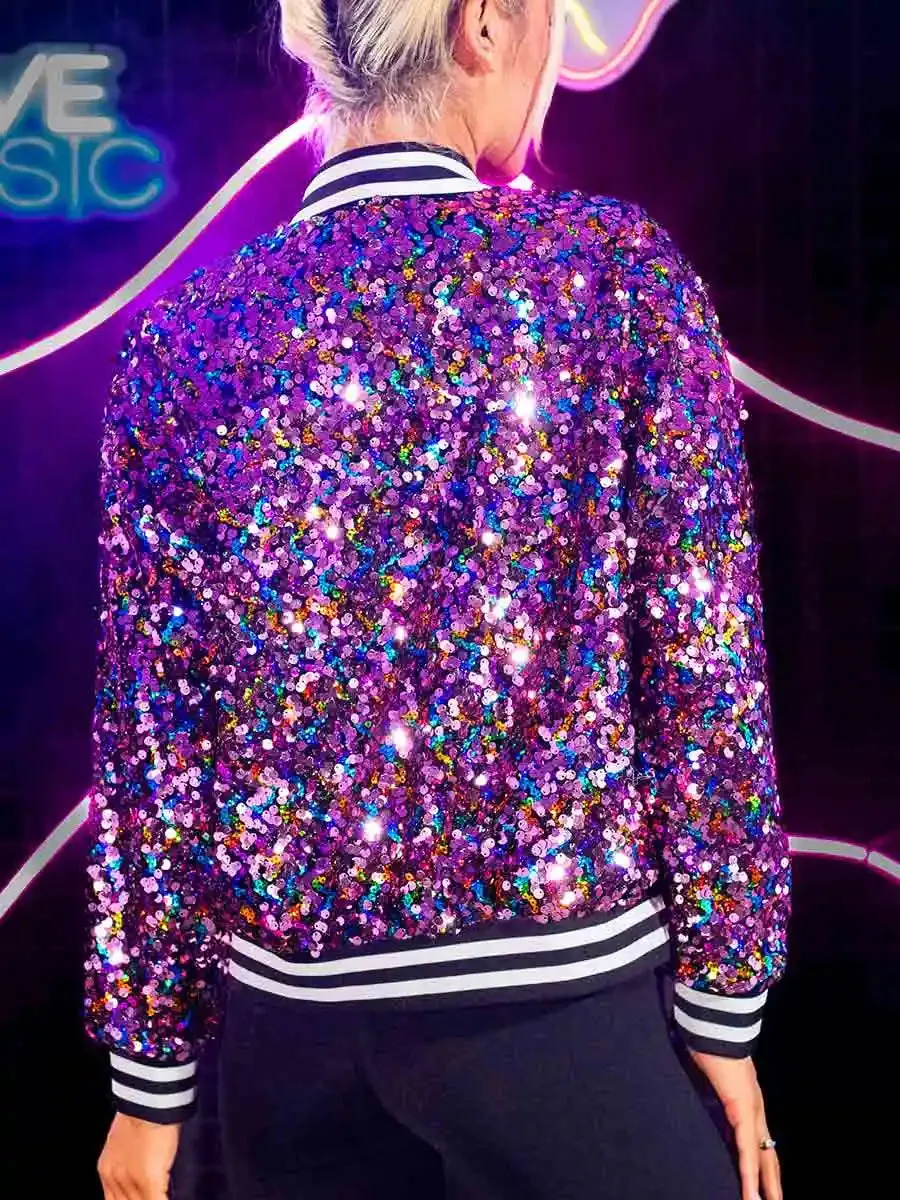 Sparkly Purple Jacket - Trendy Shiny Colorful Jackets