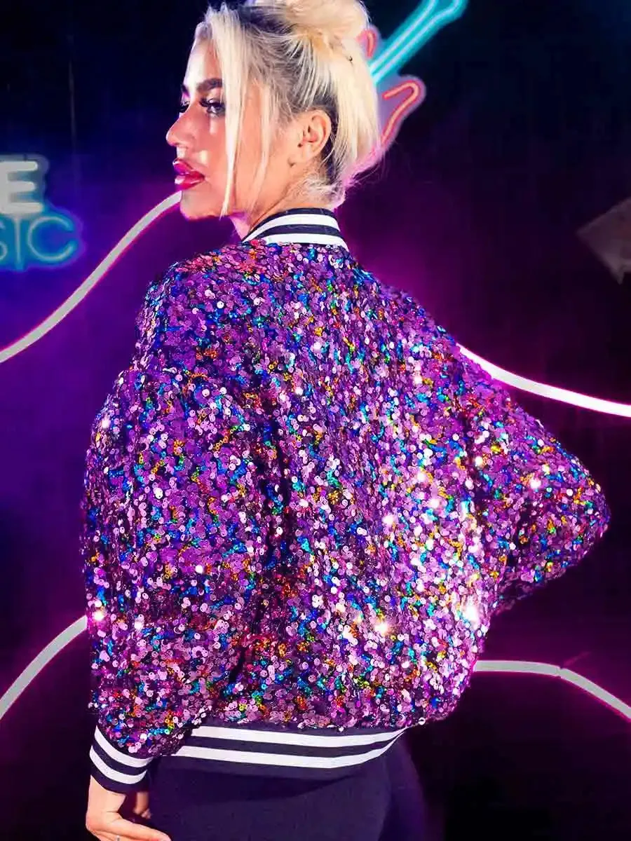 Sparkly Purple Jacket - Trendy Shiny Colorful Jackets