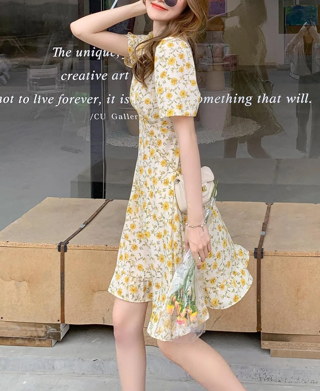 Women’s Chiffon Sundress with Wrap Neckline and Beautiful Floral Print
